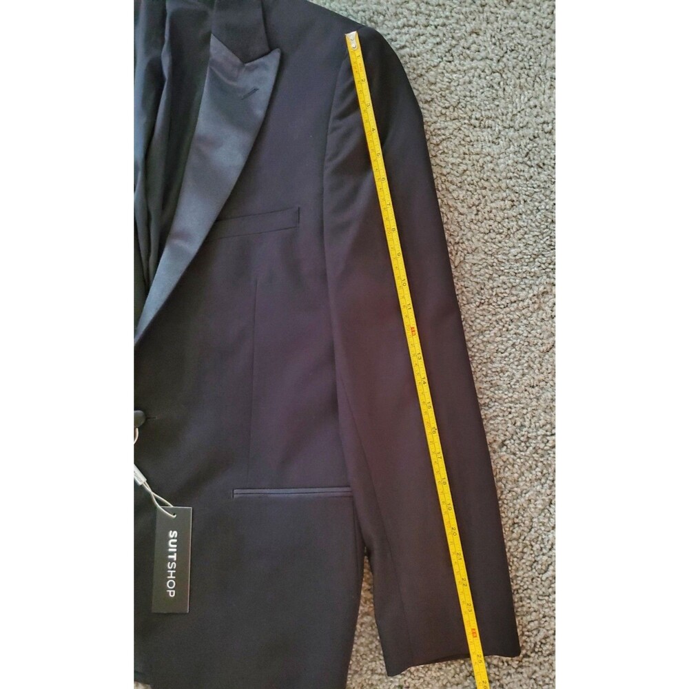 SuitShop Black Peak Lapel Tuxedo Jacket 44R NWT Slim Fit PKTXSJ44R-S Tux - Picture 14 of 16